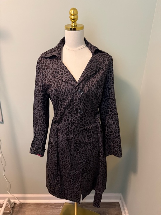 Kirna Zabete Jackets & Blazers - Kirna Zabete for Target Leopard Print Trench Coat Grey Black‎ Animal Jacket L 12
